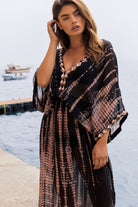 black maxi kaftans by Lindsey Brown luxury silk resort wear 