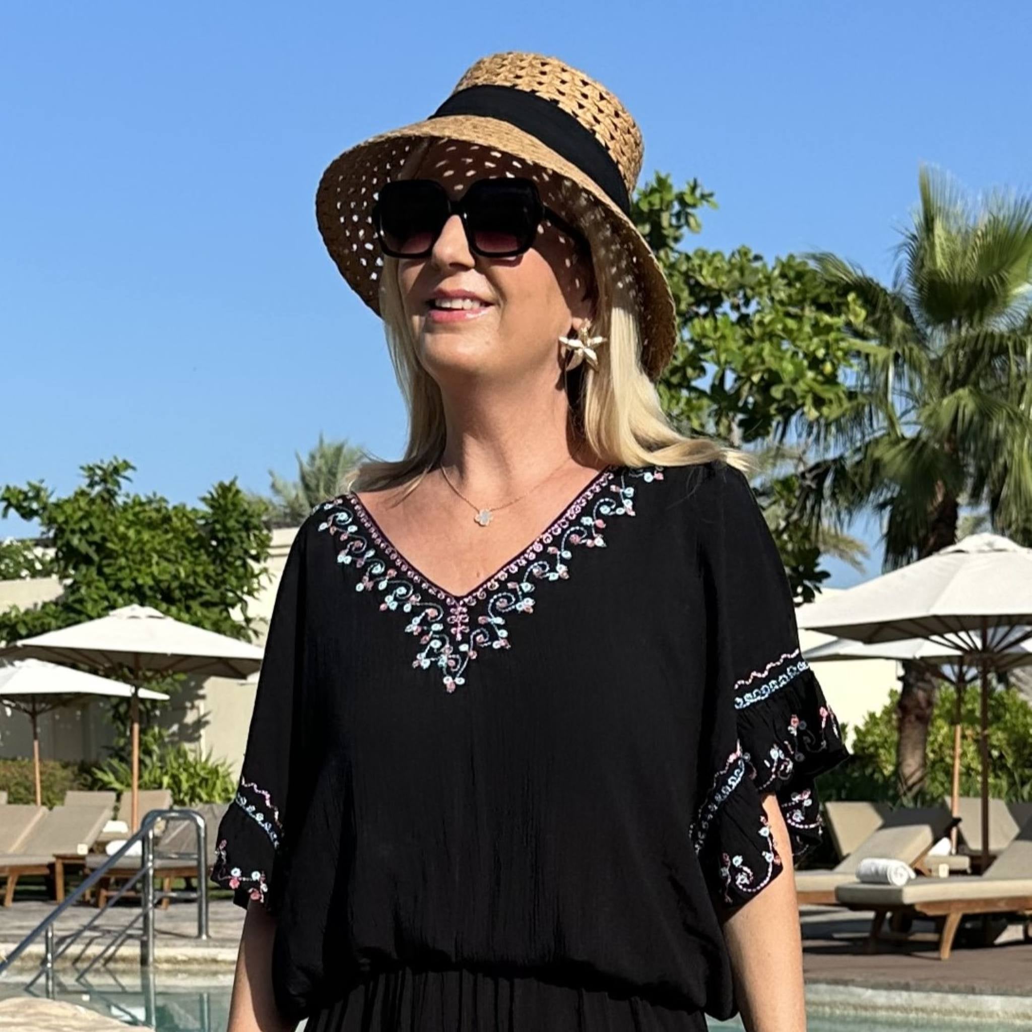 Black Beach Dress Drop Waisted by lindsey brown cotton resort wear