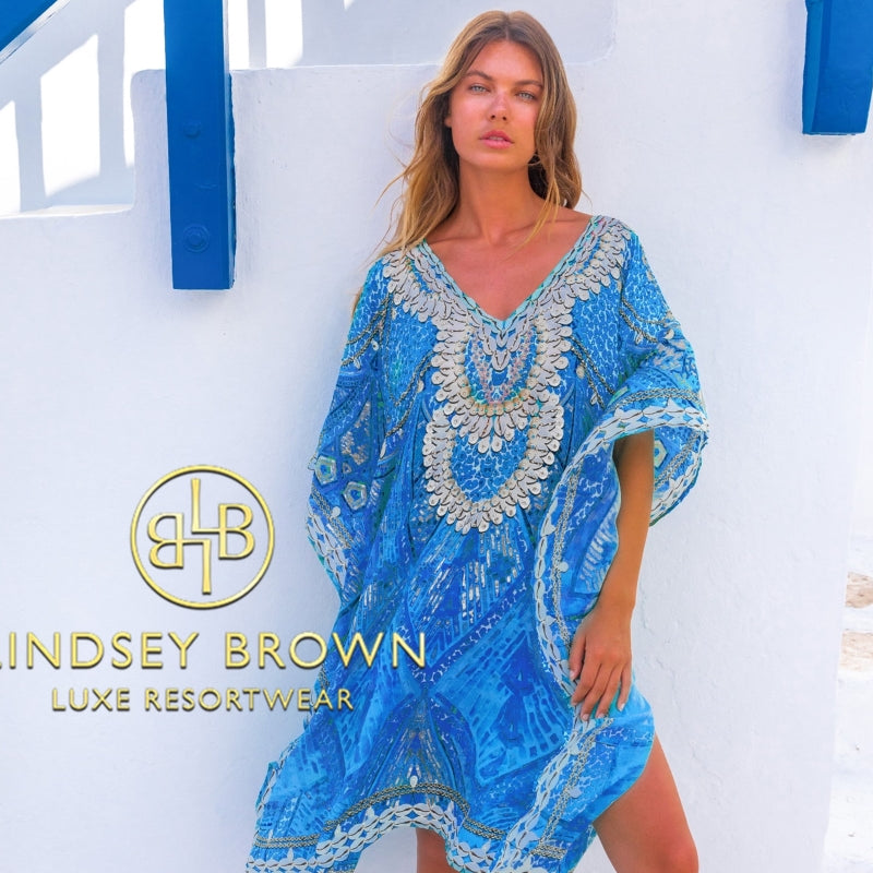 blue silk beach cover-ups for winter sun holidays and to wear on a cribbean cruise