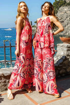 pink floaty beach trousers by Lindsey Brown resort wear 