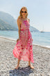 Pink animal print silk resort wear and silk designer dresses to wear on vacation by Lindsey Brown